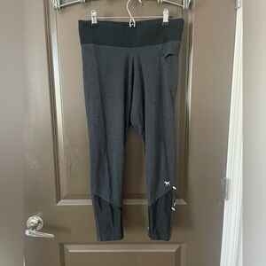 PINK Victoria's Secret Gray and Black Yoga Pants Cropped Wide Waistband Size M
